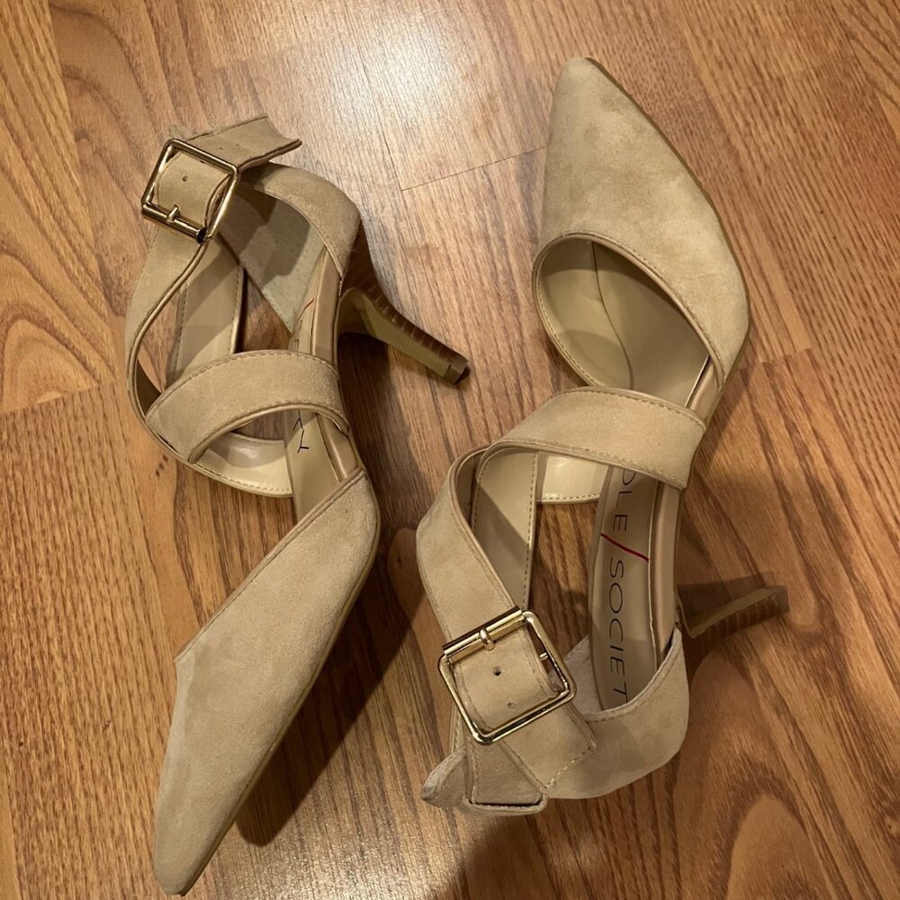 Sole Society Tamra Womens Pump Size 7.5 Taupe Beige Ankle Strap